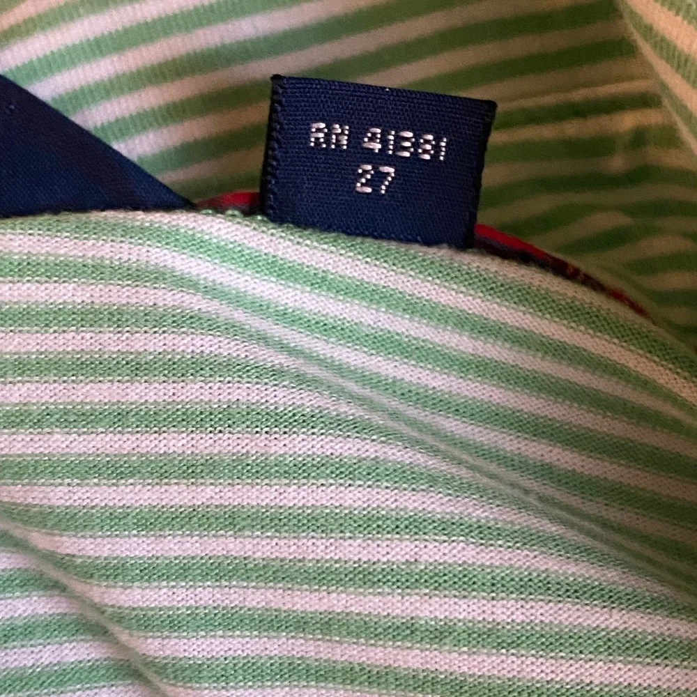 Polo Golf Ralph Lauren shirt short sleeve green white stripe Large